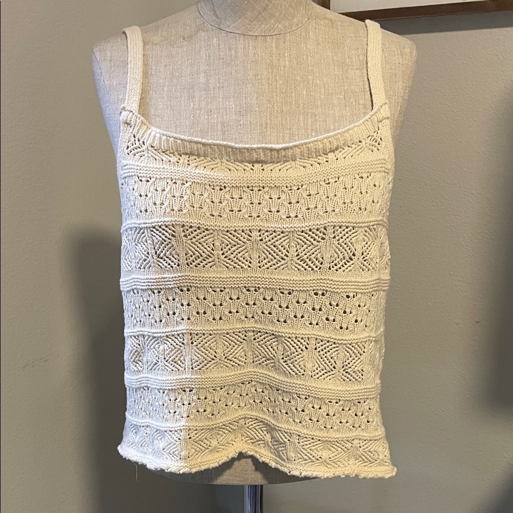Handmade Saltwater LUXE Kimia Crochet Cream Tank top Size XL